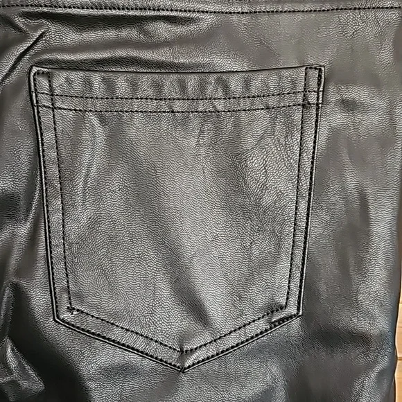 Shinestar black vegan leather pants not worn Size XL washable high rise - Picture 6 of 11